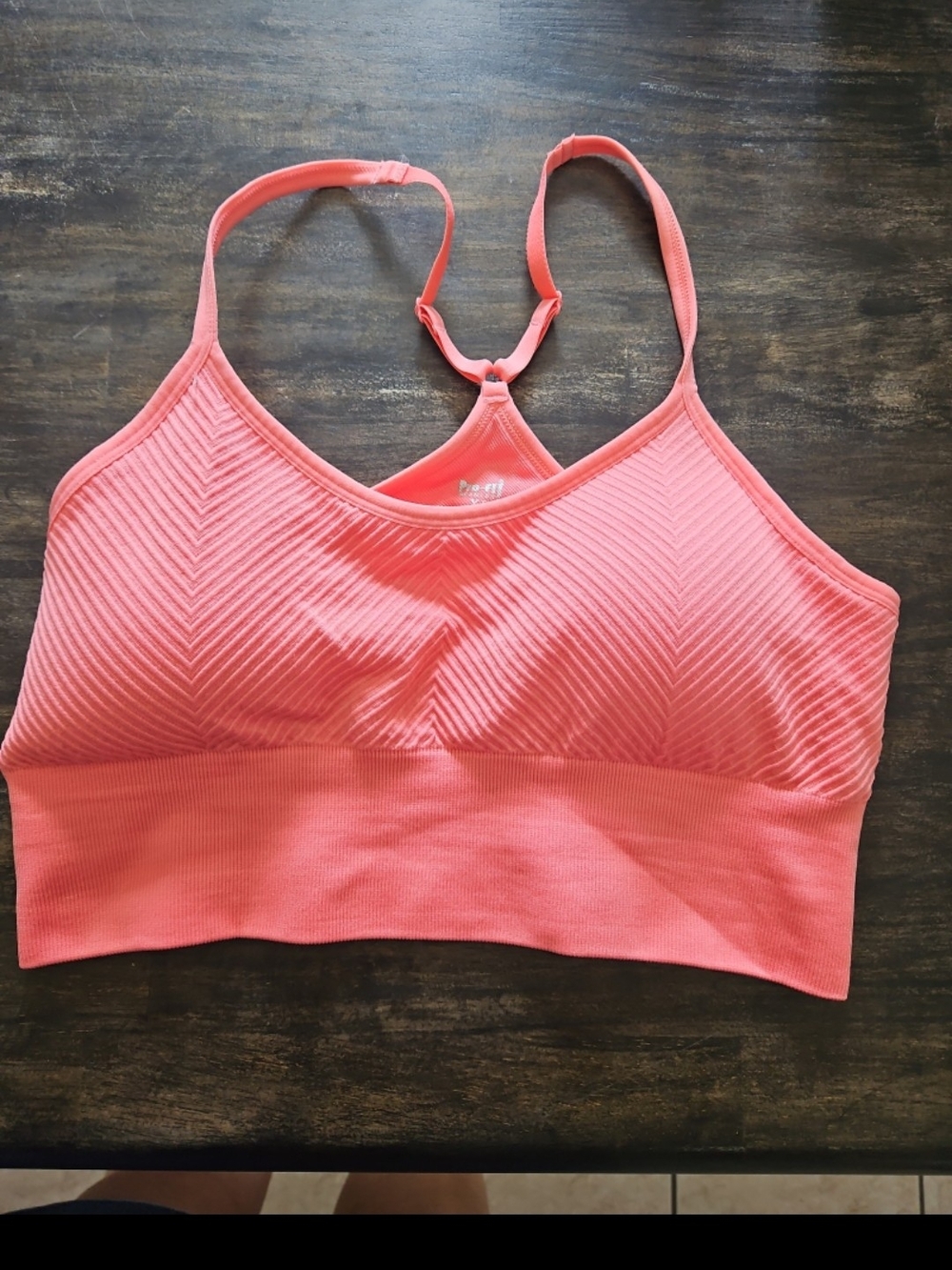 Seamless Ribbed Convertible Sports Bralette - Coral Pink